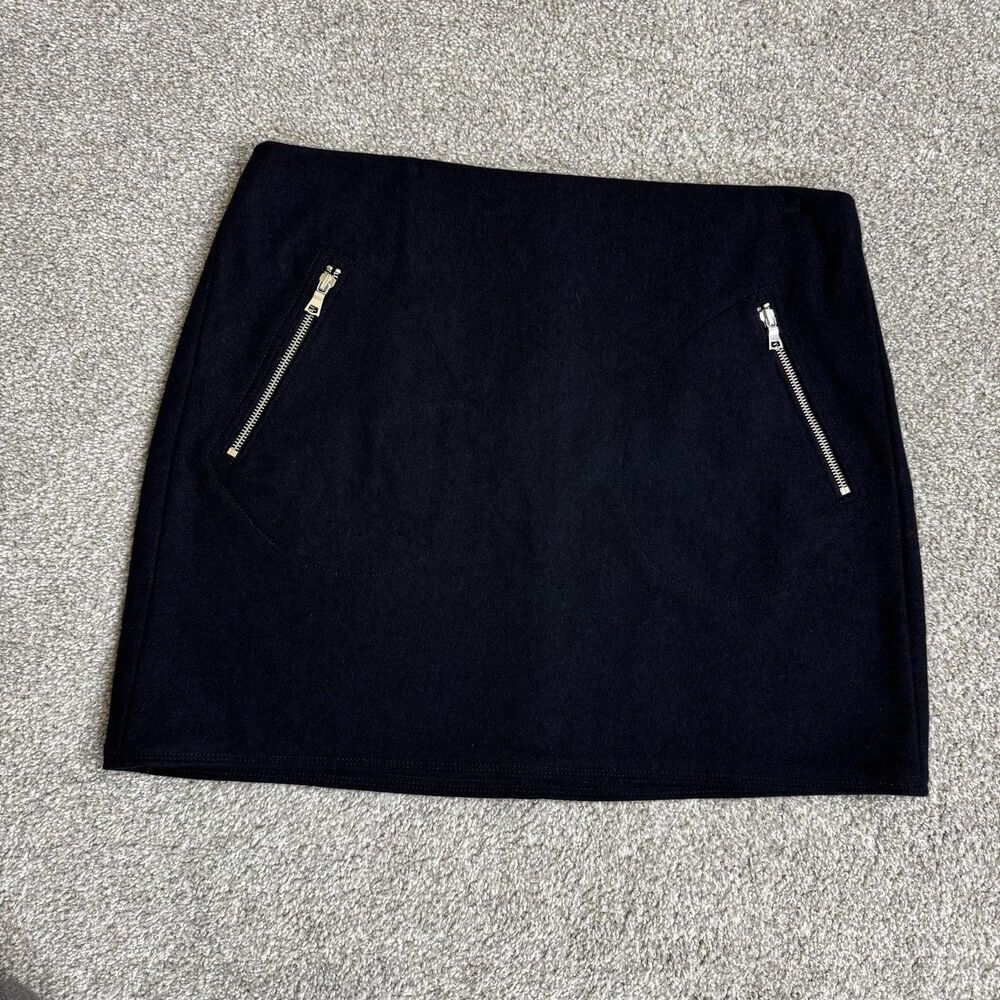 Gap Skirt Womens 14 Navy Wool Zip Pocket Mini Lined Pencil Work Office Chic
